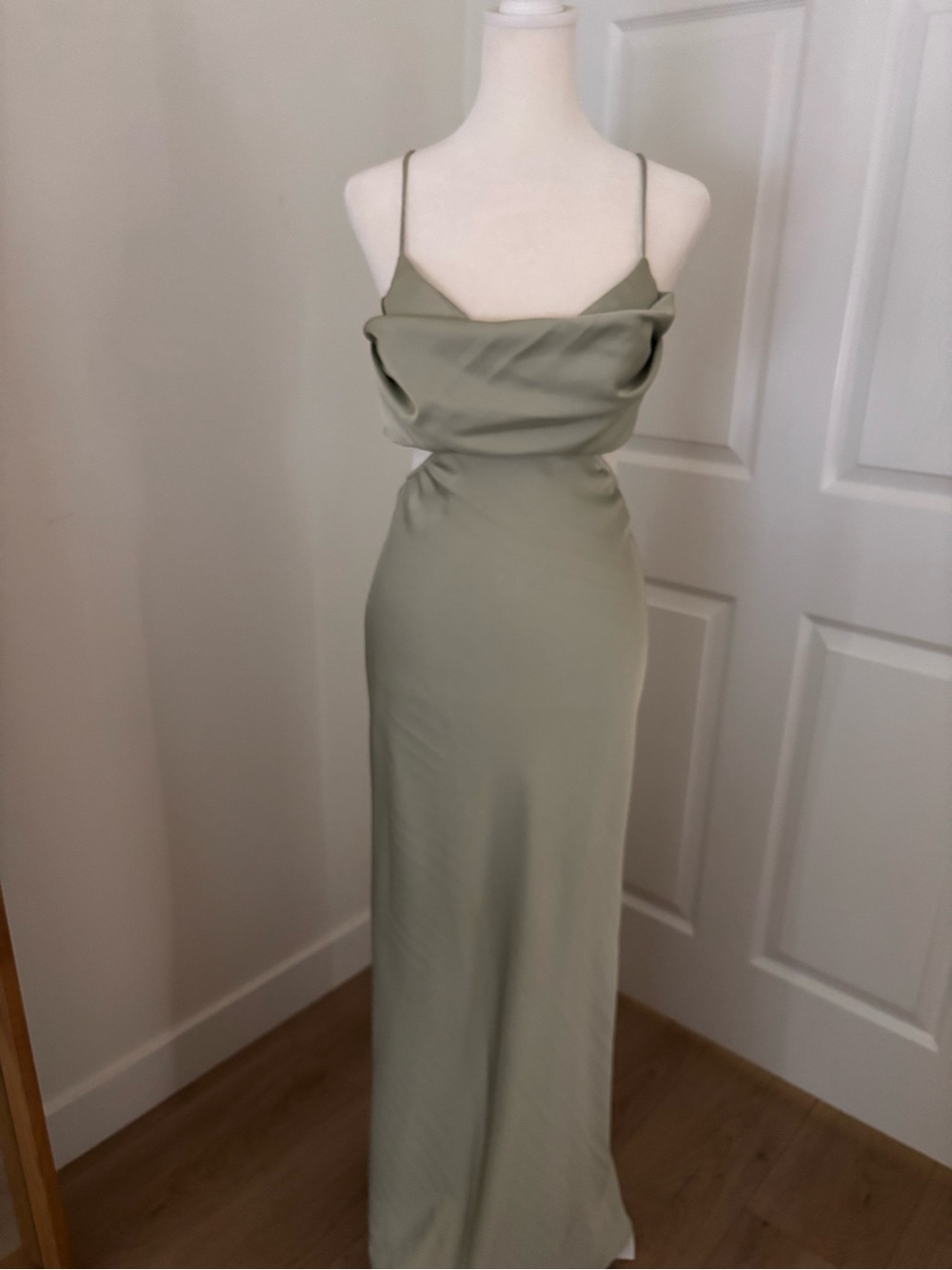 Beginning Boutique Sage Green Cowl Neck Maxi Dress